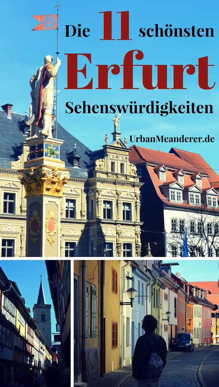 Hier beschreibe ich dir einen optimalen Rundgang entlang der 11 schönsten Erfurt Sehenswürdigkeiten. Dabei gebe ich dir nützliche Erfurt Tipps, sodass du deine Zeit in der wunderschönen Landeshauptstadt Thüringens perfekt nutzen kannst!
